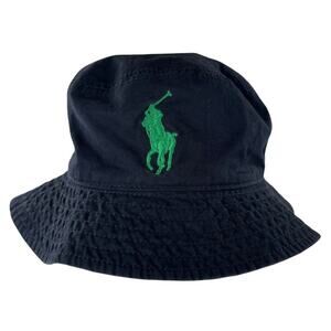 Polo Ralph Lauren Kid's Bucket Hat - Navy Blue W/ Plaid Interior - Size 4-7